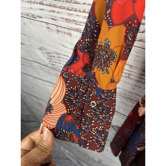Elie Tahari Dress Women's Medium Multicolor Floral Shirt Style Belted - Picture 9 of 16